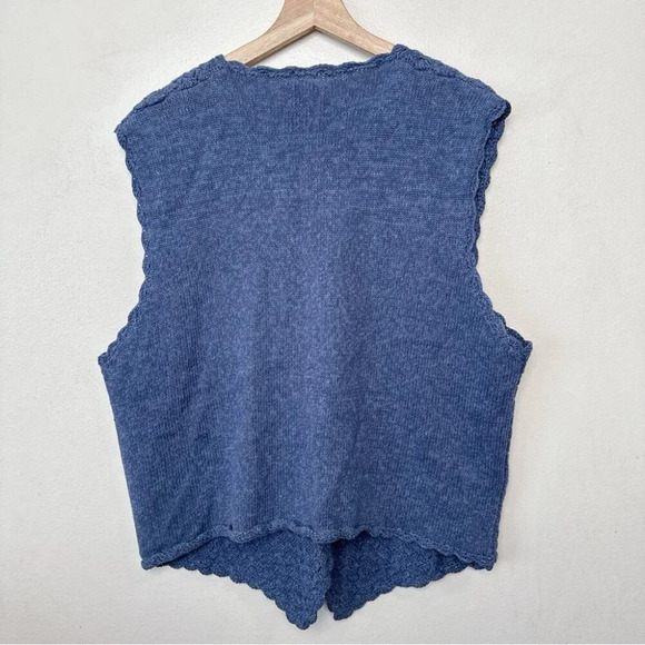 Koret City Blues Womens Large Cottagecore Ramie Blue Knitted Vintage Vest - Picture 13 of 13